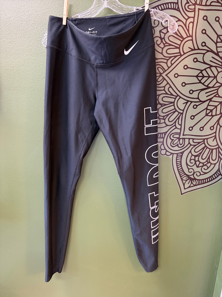 Nike Black Leggings With White Side Logo